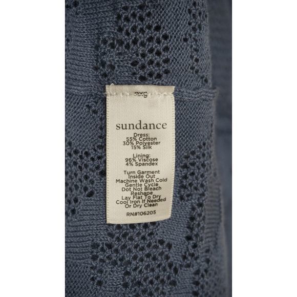 Sundance Sz Medium Blue Boho Knit Mini Lightweight Coverup Dress‎ - Picture 8 of 8